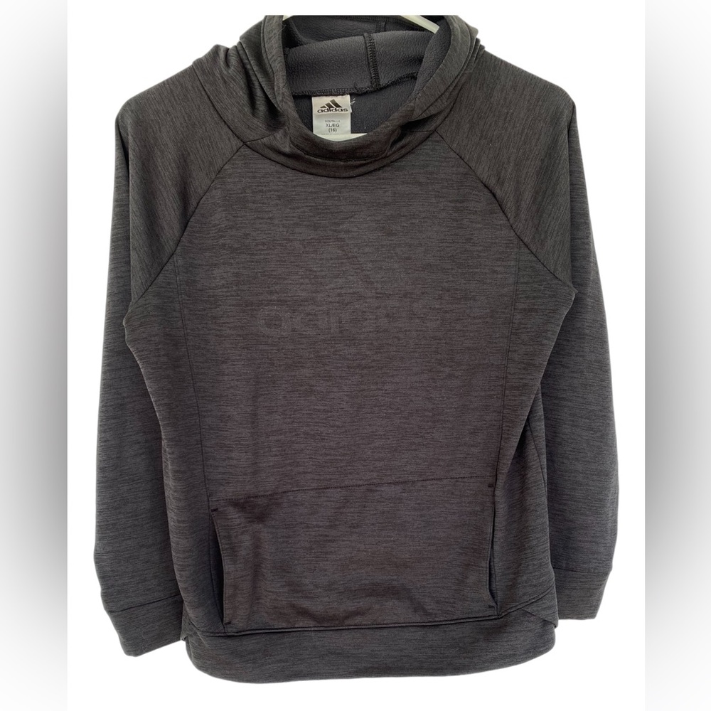 🟠ADIDAS | GREY GIRLS HOODIE WITH THUMBHOLES